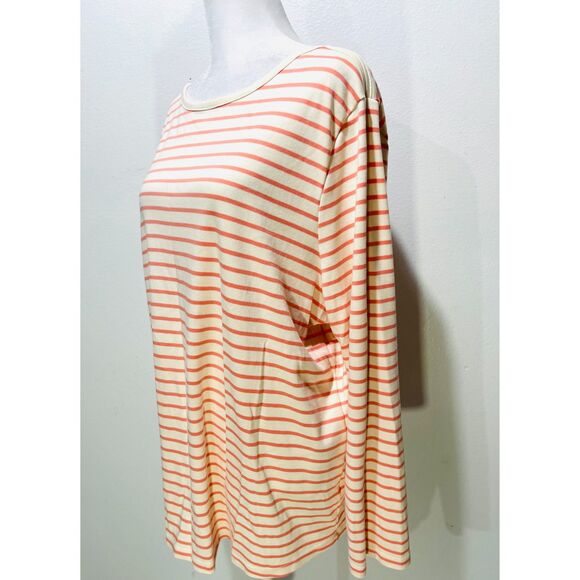 L.L. Bean long sleeve t shirt classic orange stripes fall casual women's 2XL - Picture 2 of 4